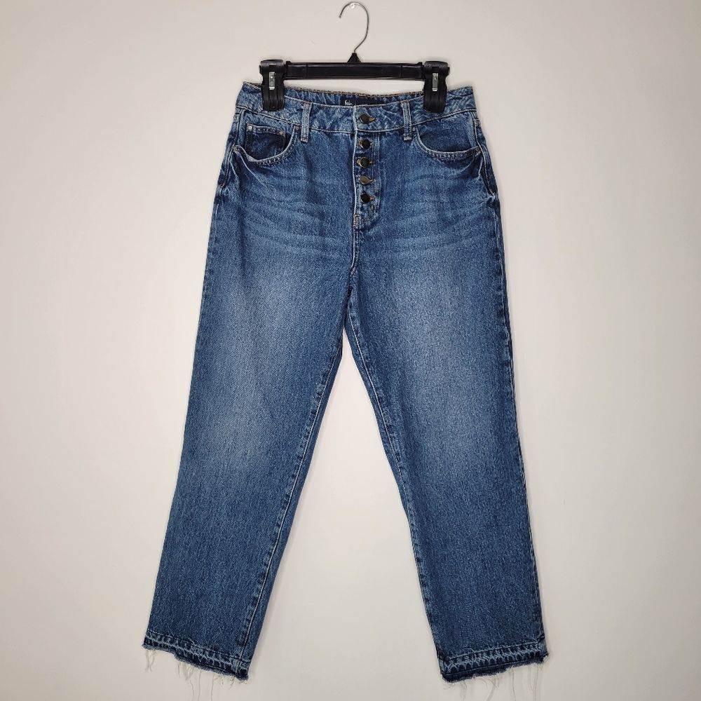 Boden Straight Leg Blue Button-Fly Jeans Raw Hem 8
